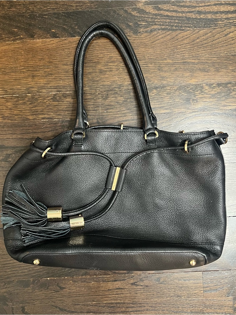 See By Chloé Black Pebbled Leather Tassel Satchel Shoulder Bag